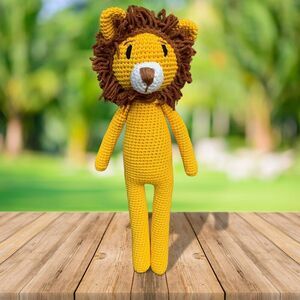 Handmade Crochet Lion Plush Toy for Nursery Décor